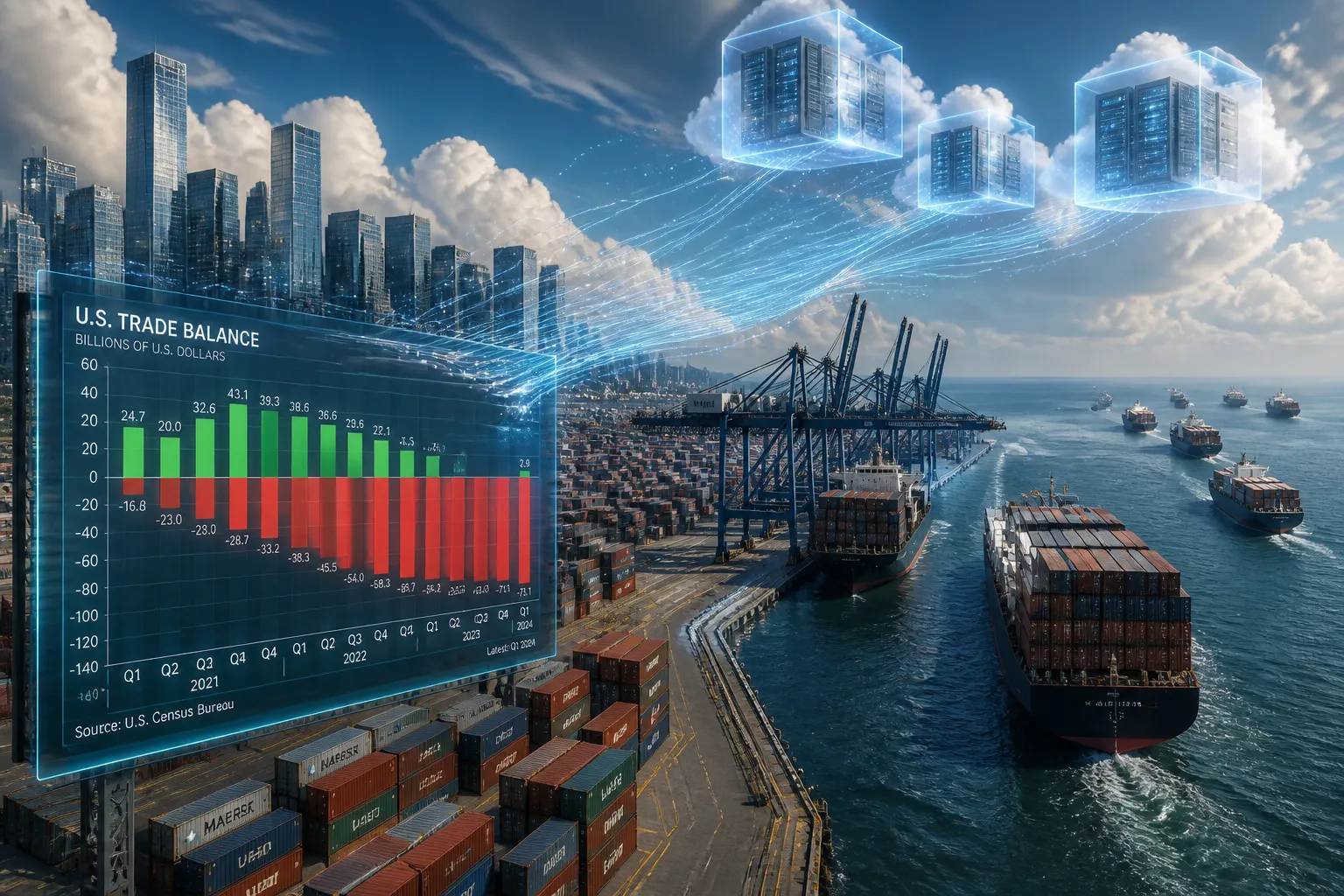 U.S. Trade Deficit Narrows to $73.3 B in June, Services Surplus Expands